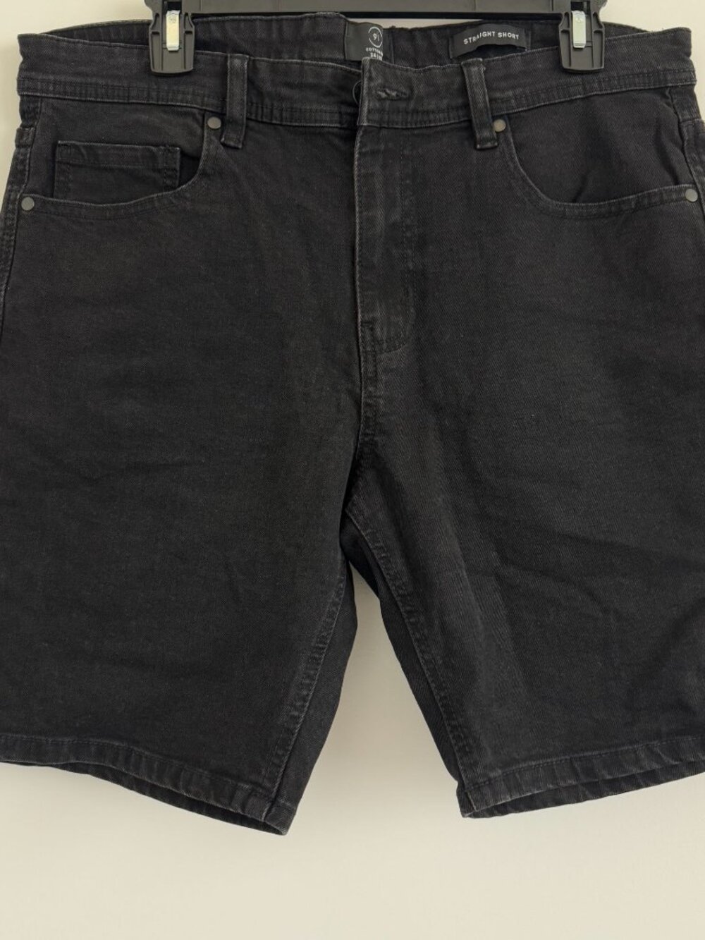 Cotton On Mens Black Straight Denim Shorts Size 34